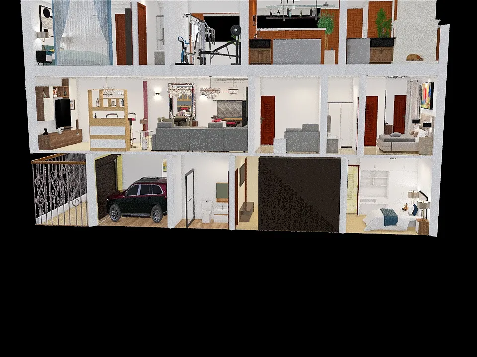 Plano primer piso proyecto Rivaldo 3d design renderings
