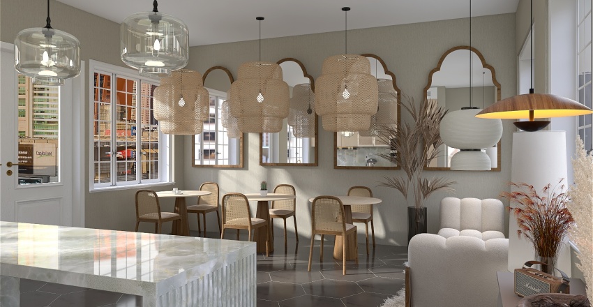 Dreamy City Cafe 3d design renderings