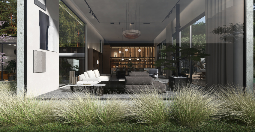 Modern Contemporary [ CALIFORNIAN VILLA ] WoodTones Grey 3d design renderings