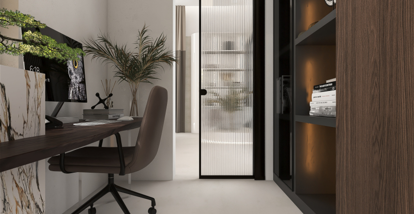 Modern Contemporary WoodTones Grey Library 3d design renderings