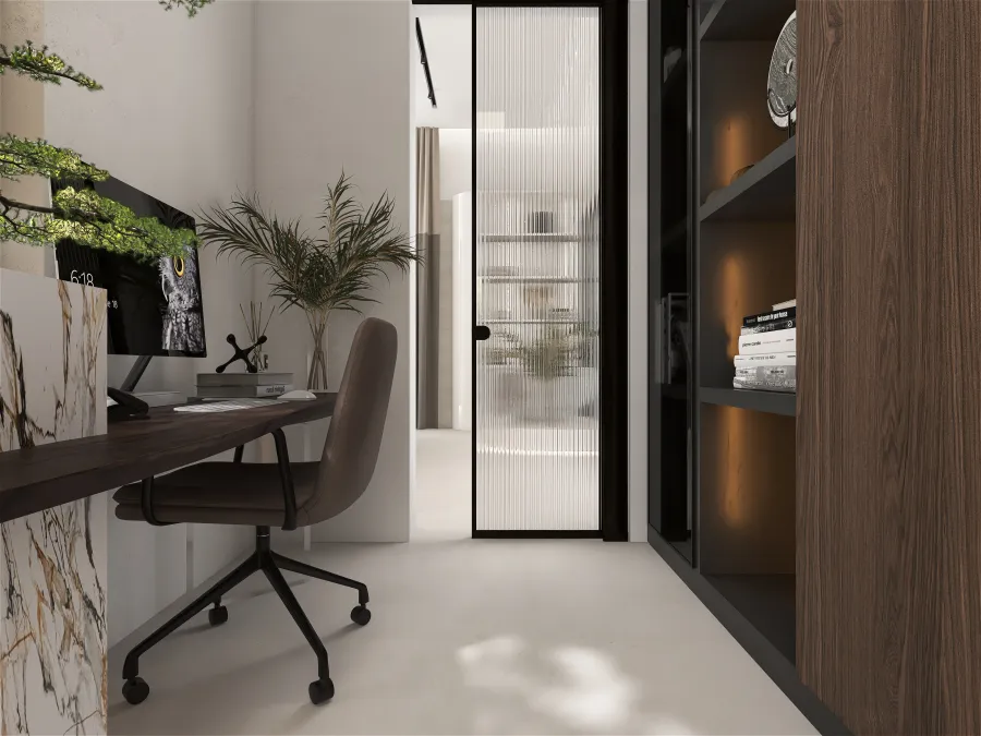 Modern Contemporary WoodTones Grey Library 3d design renderings
