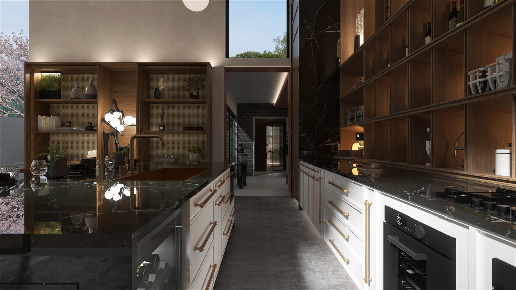 Modern Contemporary WoodTones Grey Great Room 3d design renderings
