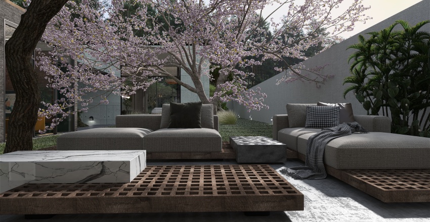 Modern Contemporary WoodTones Grey Guest House 3d design renderings