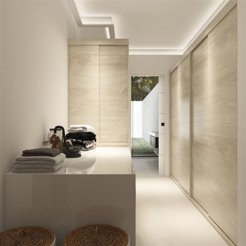 Modern Contemporary WoodTones Grey Laundry Room 3d design renderings