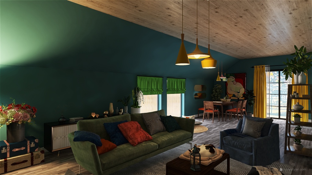 Paris Attic Apartment 3d design renderings