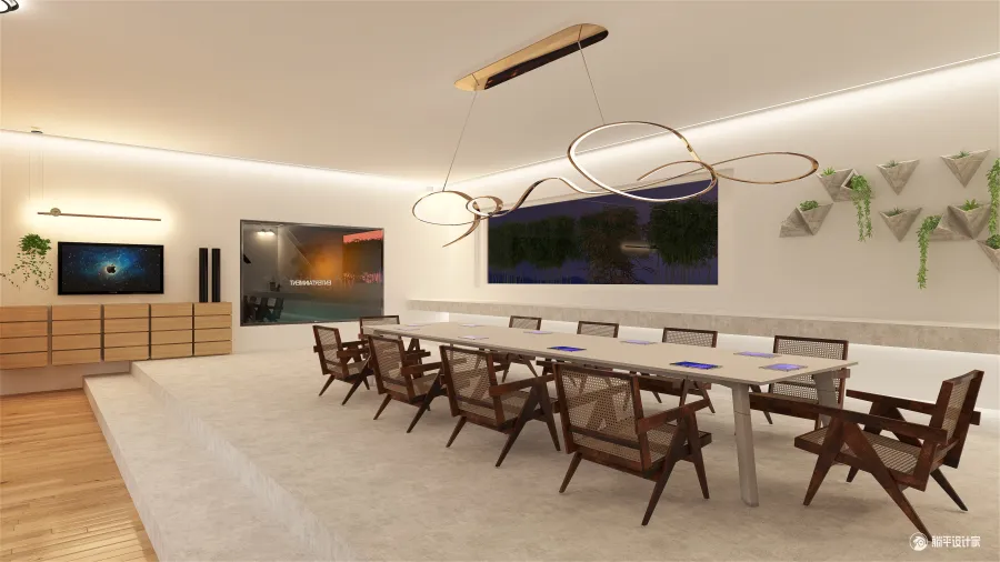 Contemporary Beige White Workspace 3d design renderings