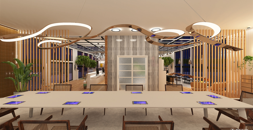 Contemporary Beige White Workspace 3d design renderings