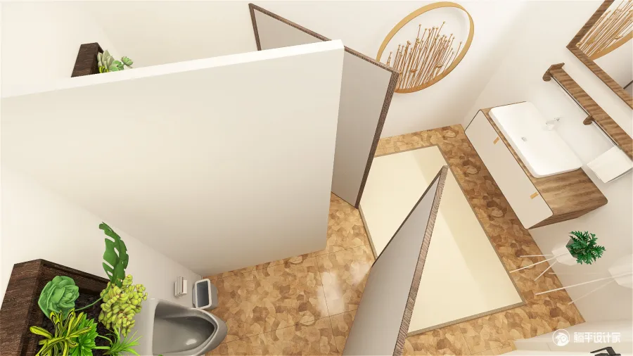 Contemporary Beige White Gents 3d design renderings