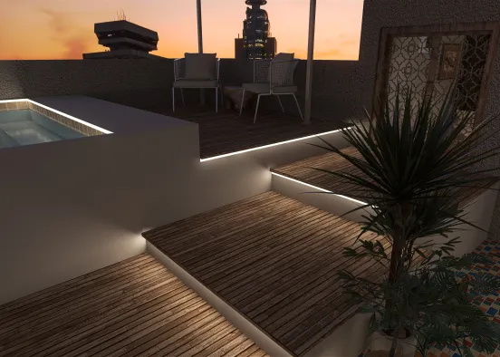 Modern Bohemian bar/ rooftop pool Design Rendering