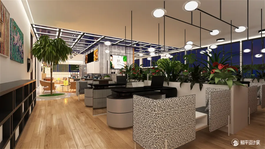 Contemporary Beige White Workspace 3d design renderings