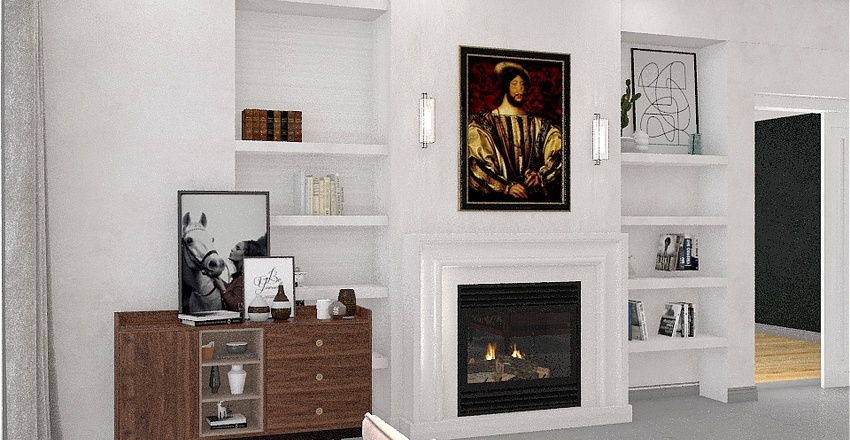Room 1- Classic Black and White Interior Design Render