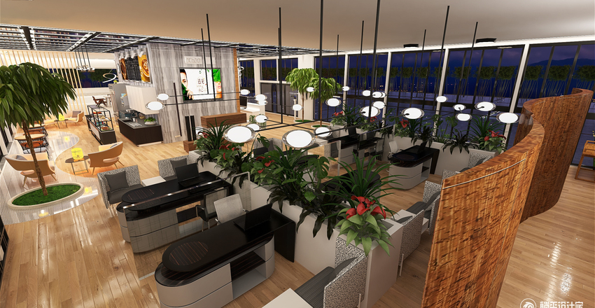 Contemporary Beige White Workspace 3d design renderings