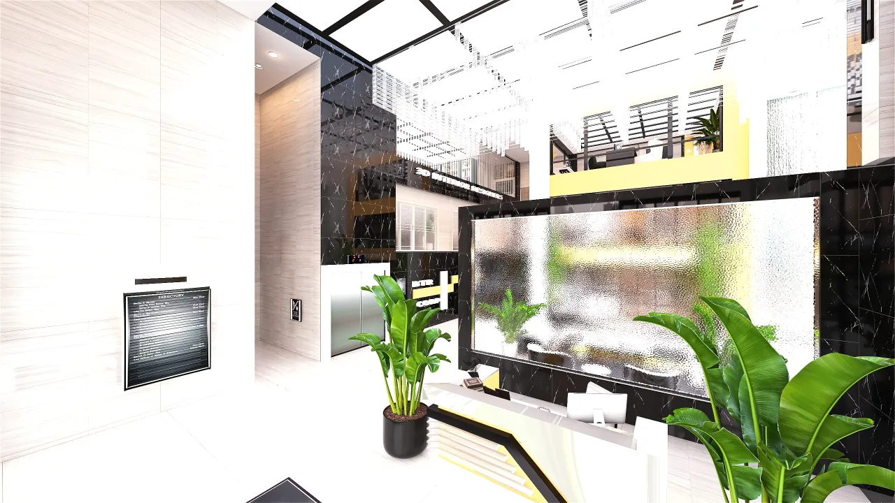 Contemporary Modern Yellow Black OtherRoom 3d design renderings