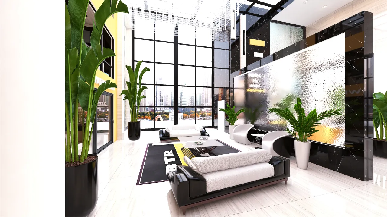 Contemporary Modern Yellow Black OtherRoom 3d design renderings