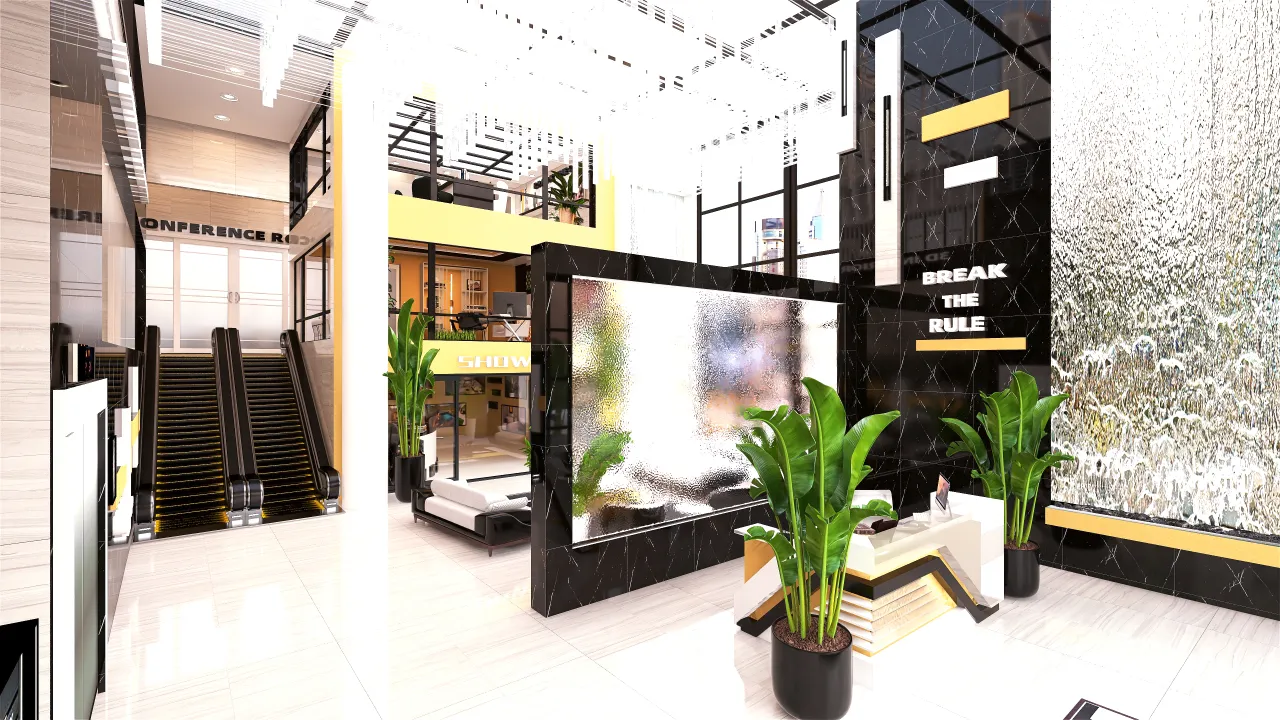 Contemporary Modern Yellow Black OtherRoom 3d design renderings