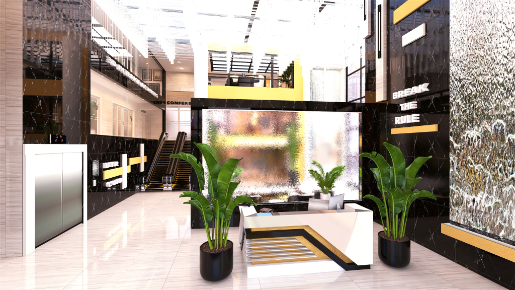 Contemporary Modern #HSDA2020Commercial - BREAK THE RULE Yellow Black 3d design renderings