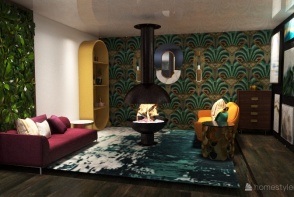 Eclectic Art Deco Lounge Design Rendering