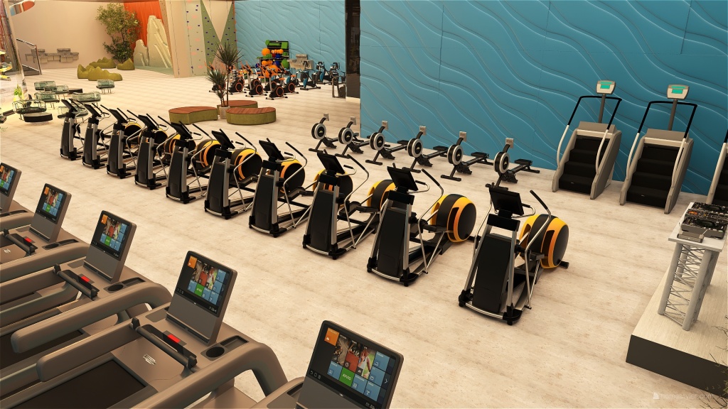 Modern Element5 Fitness Center Beige WarmTones 3d design renderings