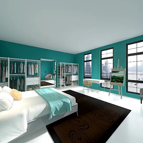 New york apartment for an art girl 3d design renderings