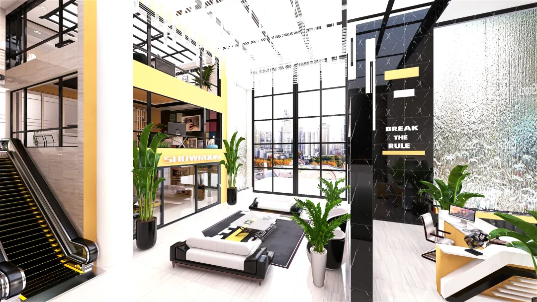 Contemporary Modern #HSDA2020Commercial - BREAK THE RULE Yellow Black 3d design renderings