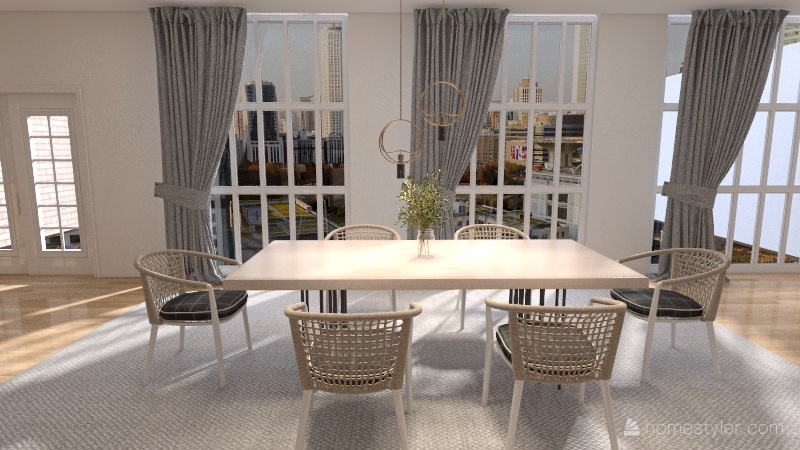 living/dining/kitchen 3d design renderings