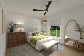 Cozy Farmhouse Guest Bedroom Design Rendering