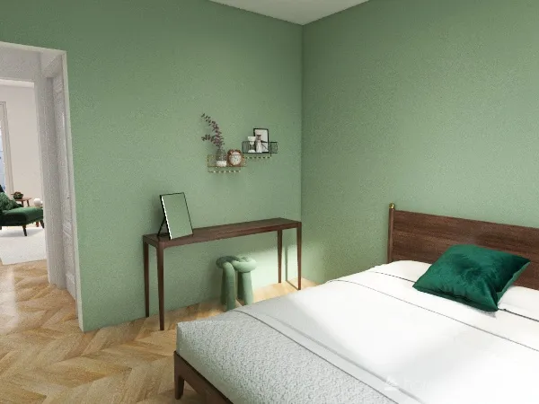 green and brown one bed 3d design renderings