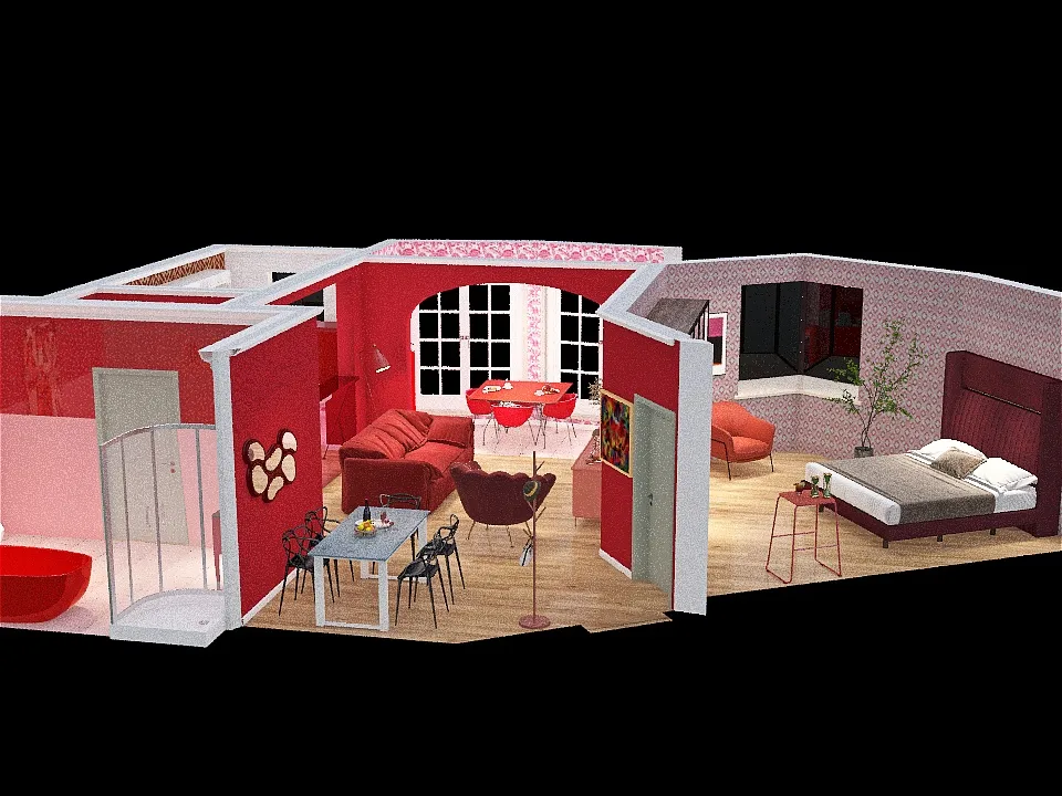 Red & Pink 3d design renderings