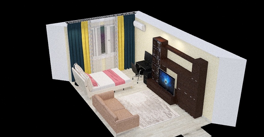 Спальня-гостиная 3d design renderings