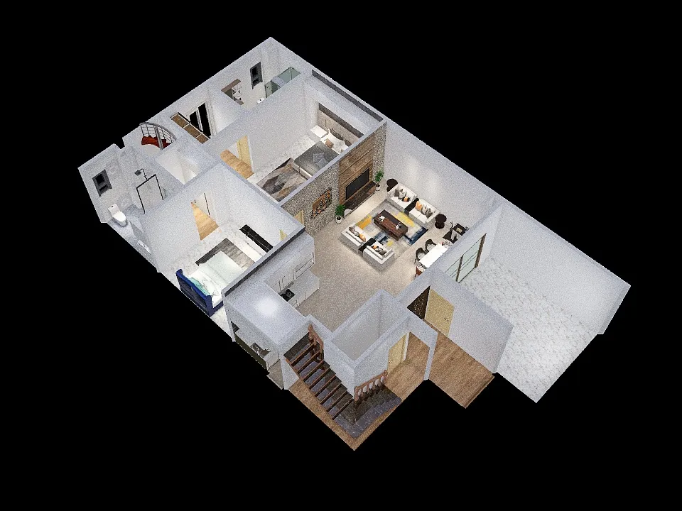 ZPN villa off ground floor sectional 3d design renderings