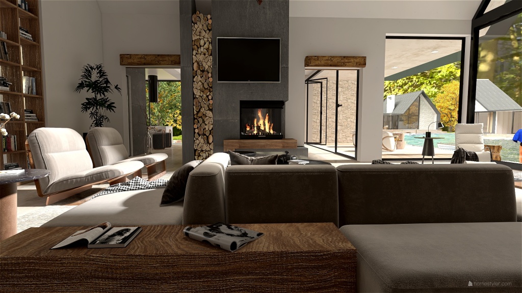 Contemporary Scandinavian Las casas del lago WoodTones Beige 3d design renderings
