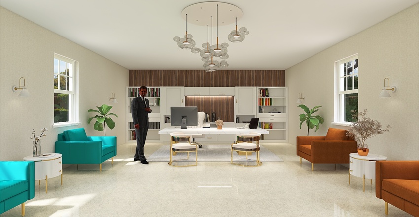 Modern home office 3d design renderings