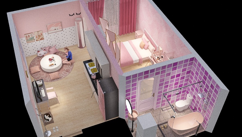 Sweet home Pink & White 3d design picture 48.14