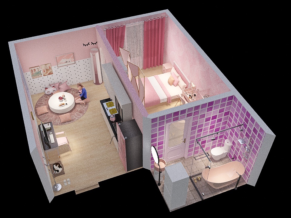 Sweet home Pink & White 3d design renderings