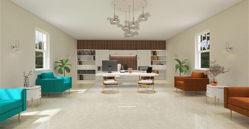 Modern home office 3d design renderings