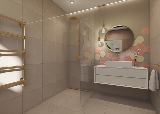 Koupelna - zlato/pastel Design Rendering