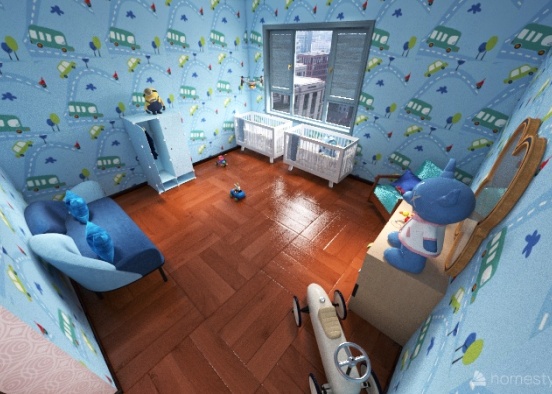 Copy of Copy of room for girl twins 3 Design Rendering