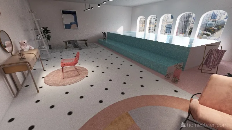 PINK POOL ROOM PROJECT 3d design renderings