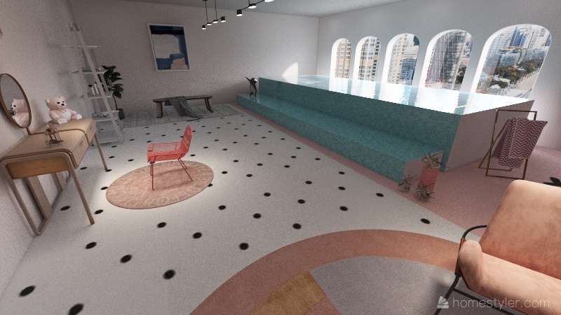 PINK POOL ROOM PROJECT 3d design renderings