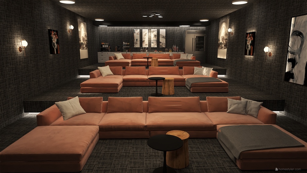 tv room/home cinema 3d design renderings