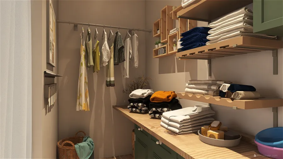 Laundry Room and Hallway 3d design renderings