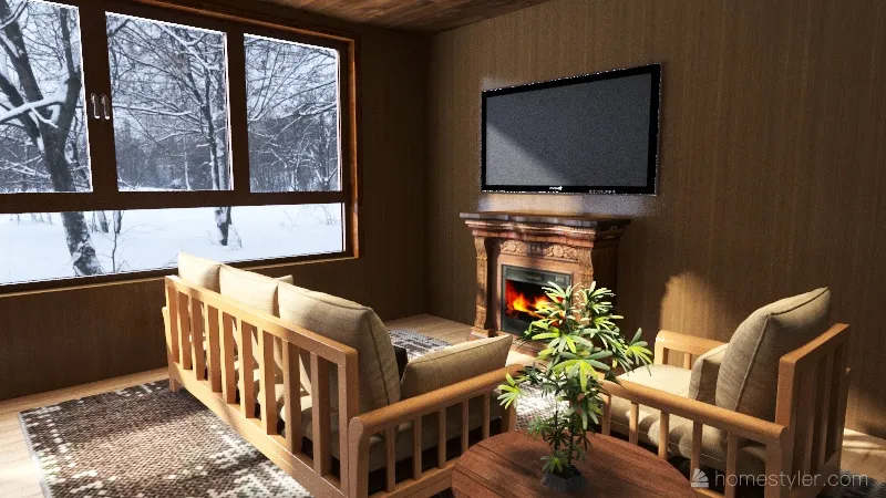 Warm Living Room 3d design renderings