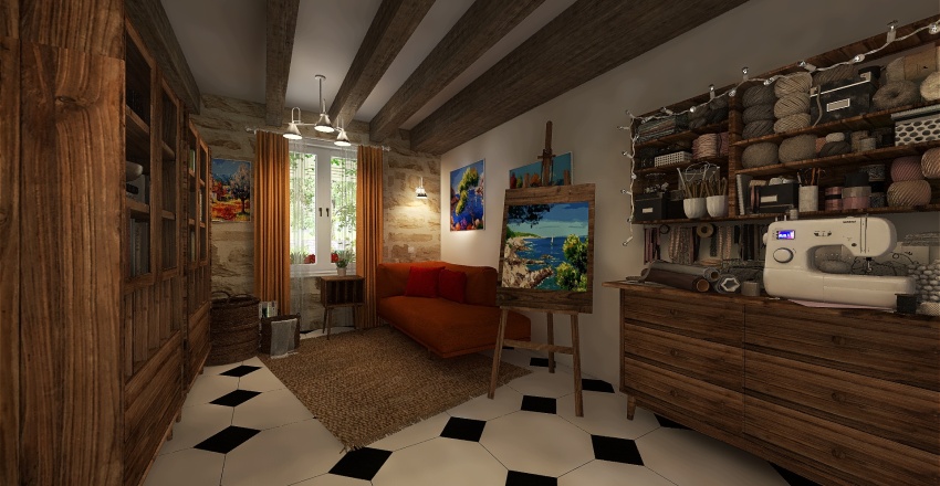Rustic Mama's house WoodTones Beige 3d design renderings