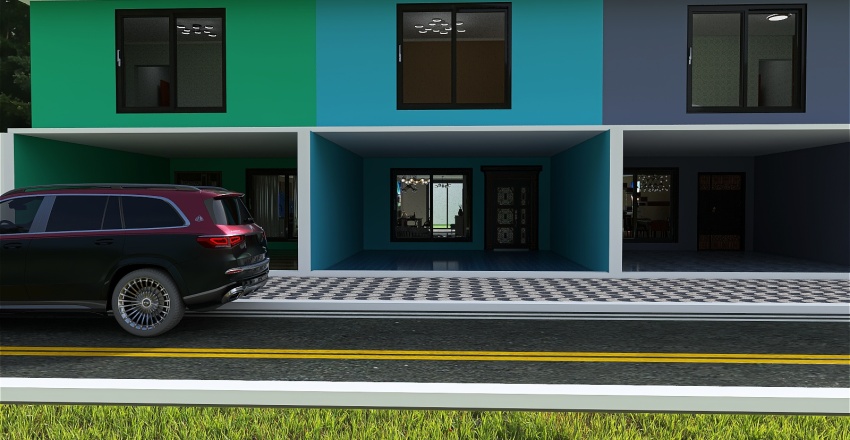 Three houses 3d design renderings