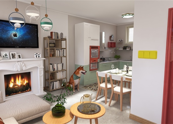 Happy Living Room Design Rendering