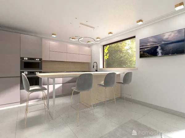 кухня с большим островом 3d design renderings