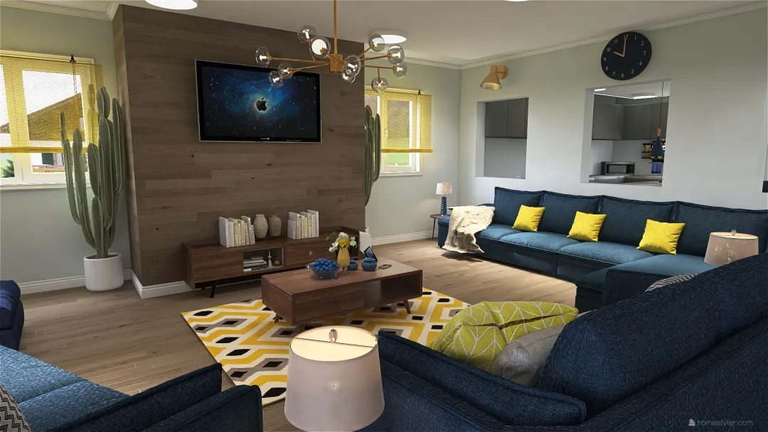 Navy & Yellow House 3d design renderings