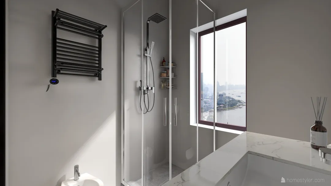 Project 1 - Bathroom, Living Room & Bedroom 3d design renderings