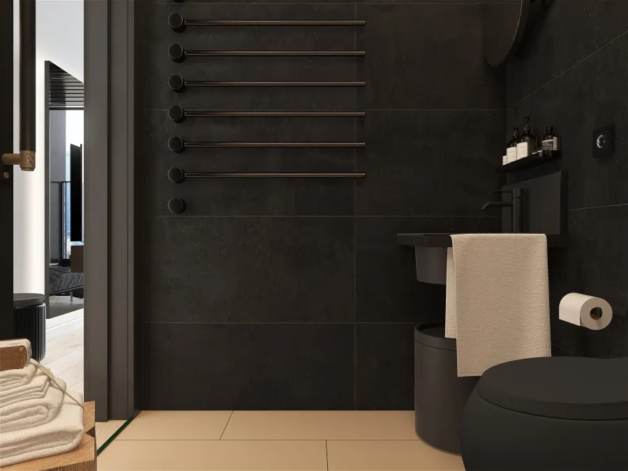 Contemporary Modern WarmTones Beige 8 GUEST BATHROOM 3d design renderings