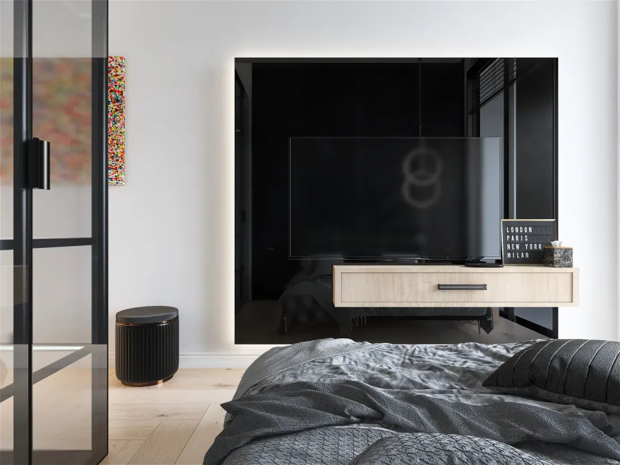 Contemporary Modern WarmTones Beige 7 GUEST BEDROOM 3d design renderings